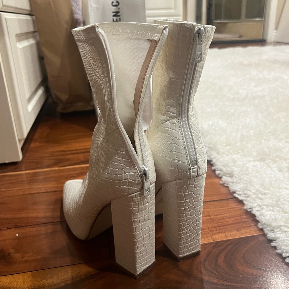 PLT snake skin white boot